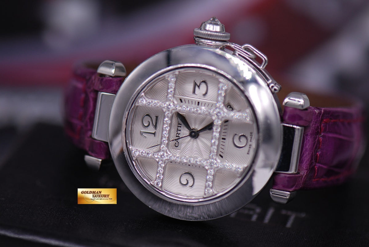 [SOLD] CARTIER PASHA LADIES DIAMONDS 18K WHITE GOLD AUTOMATIC Ref : 2400 (NEAR MINT)