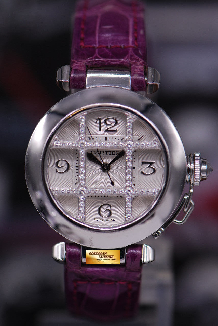 [SOLD] CARTIER PASHA LADIES DIAMONDS 18K WHITE GOLD AUTOMATIC Ref : 2400 (NEAR MINT)