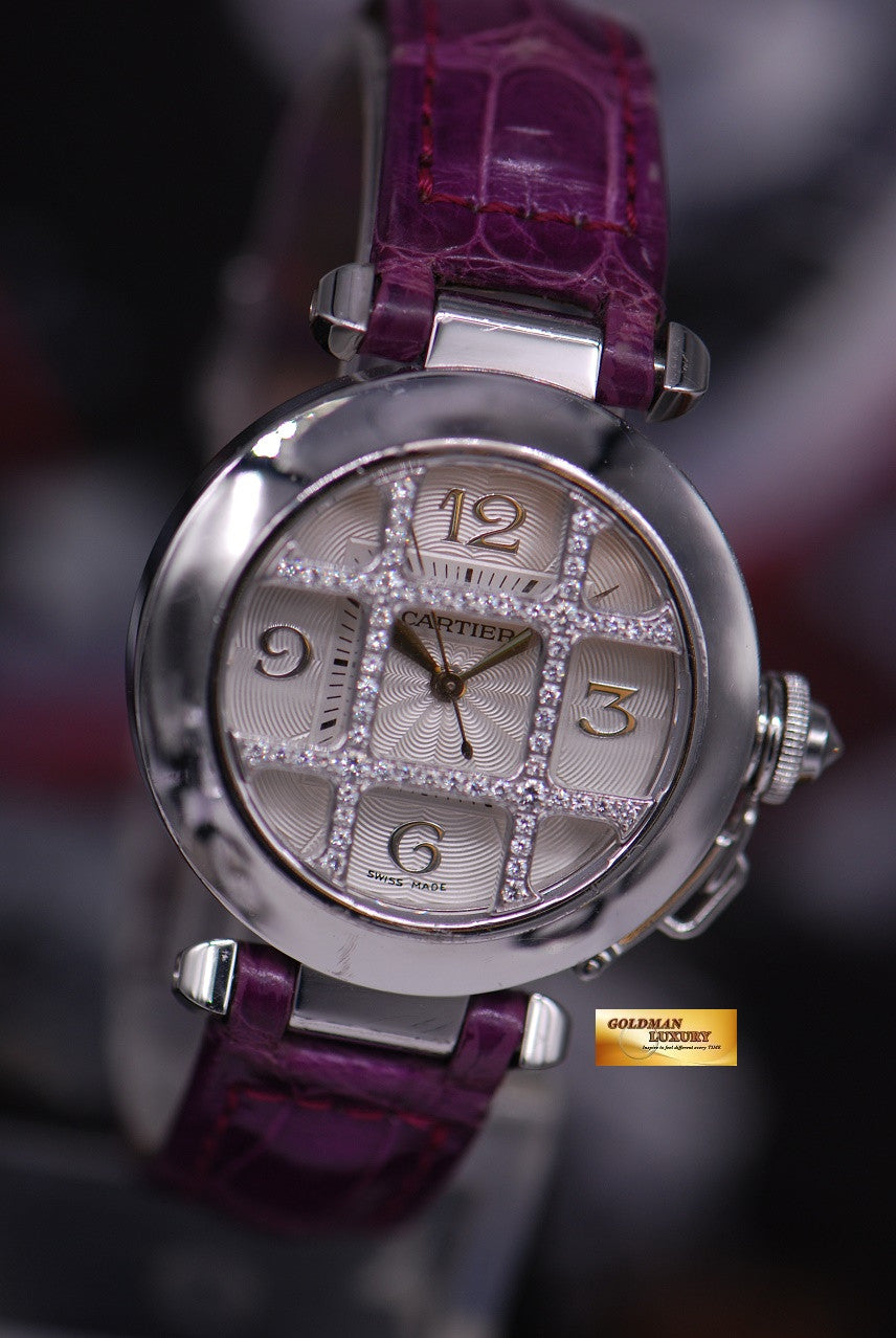 [SOLD] CARTIER PASHA LADIES DIAMONDS 18K WHITE GOLD AUTOMATIC Ref : 2400 (NEAR MINT)