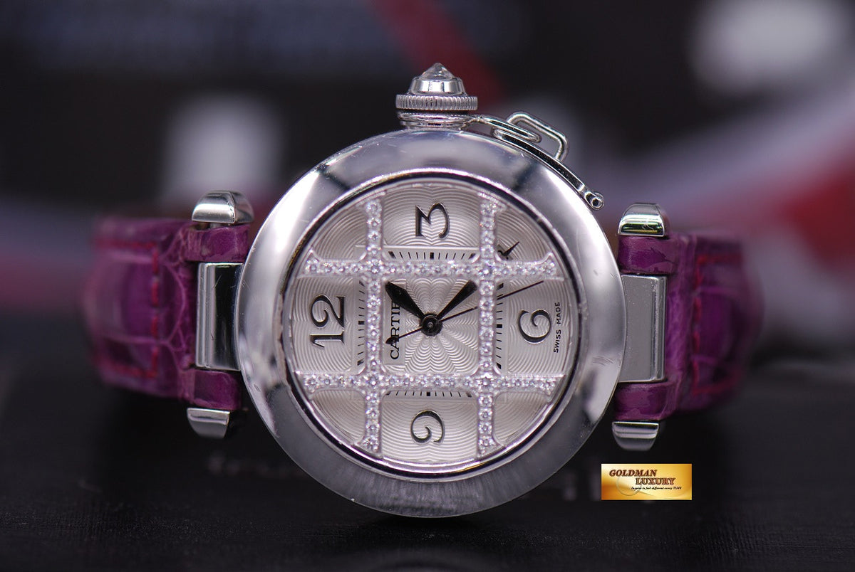 [SOLD] CARTIER PASHA LADIES DIAMONDS 18K WHITE GOLD AUTOMATIC Ref : 2400 (NEAR MINT)