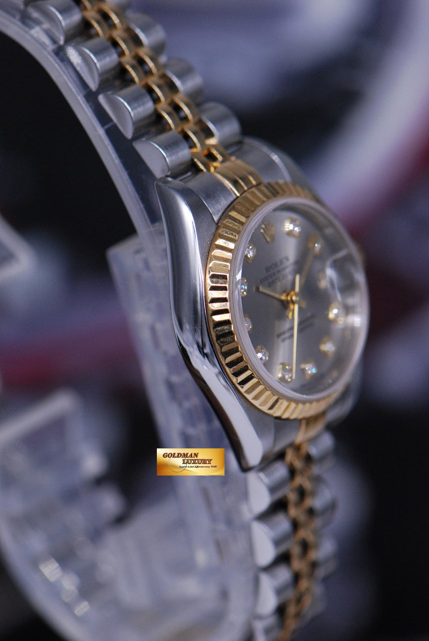 [SOLD] ROLEX OYSTER PERPETUAL DATEJUST LADIES 26mm HALF-GOLD BIG DIAMOND 69173 (MINT)