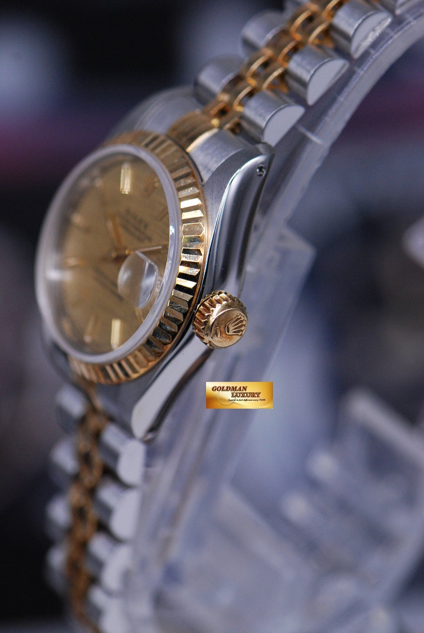 [SOLD] ROLEX OYSTER PERPETUAL DATEJUST LADIES 26mm HALF-GOLD 69173 (MINT)