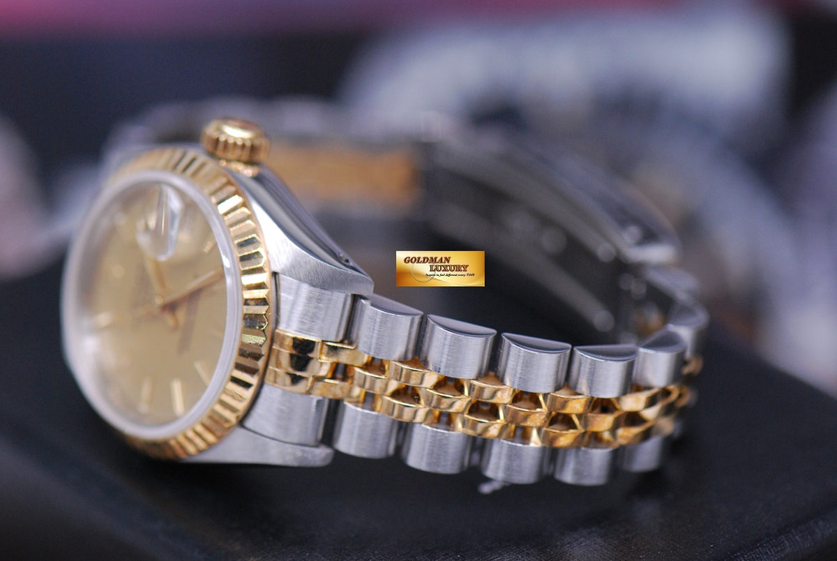 [SOLD] ROLEX OYSTER PERPETUAL DATEJUST LADIES 26mm HALF-GOLD 69173 (MINT)