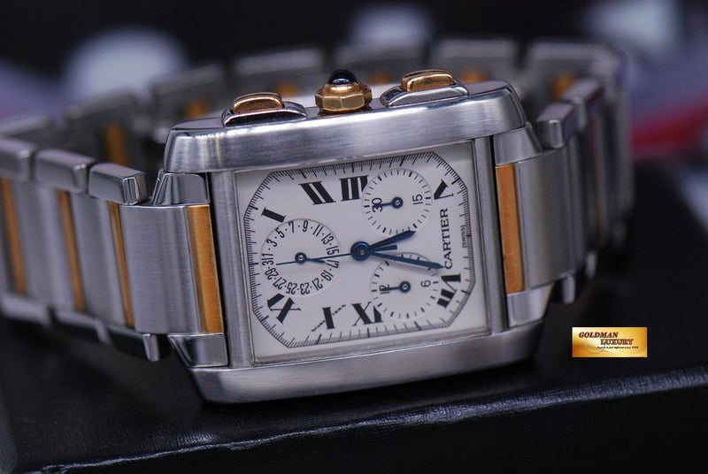 SOLD CARTIER TANK FRANCAISE CHRONOFLEX HALF GOLD QUARTZ 2303