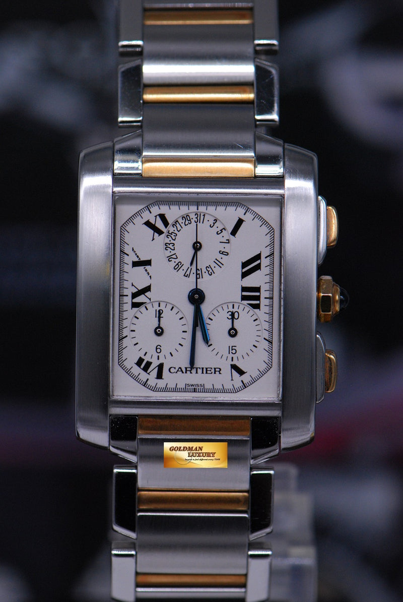 SOLD CARTIER TANK FRANCAISE CHRONOFLEX HALF GOLD QUARTZ 2303