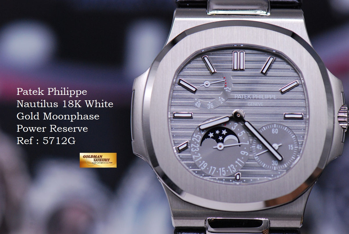 [SOLD] PATEK PHILIPPE NAUTILUS 18K WHITE GOLD MOONPHASE POWER RESERVE 5712G-001 (NEW-UNWORN)