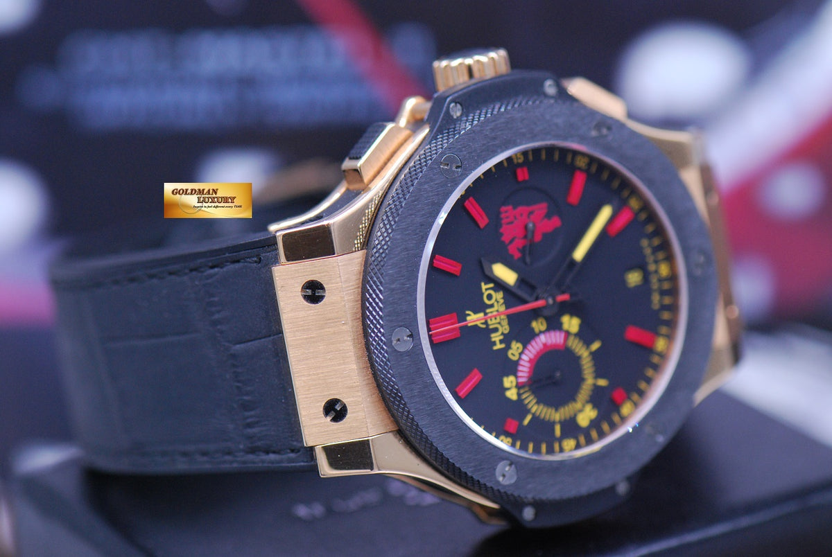 [SOLD] HUBLOT BIG BANG 18K ROSE GOLD CERAMIC BEZEL 44mm CHRONOGRAPH “MANCHESTER UNITED – RED DEVIL” 318.PM.1190.LR (MINT)