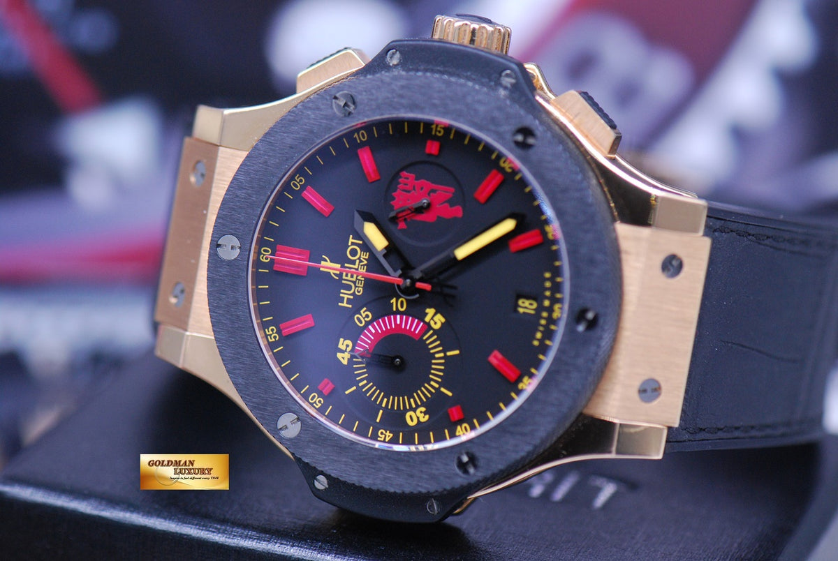 [SOLD] HUBLOT BIG BANG 18K ROSE GOLD CERAMIC BEZEL 44mm CHRONOGRAPH “MANCHESTER UNITED – RED DEVIL” 318.PM.1190.LR (MINT)
