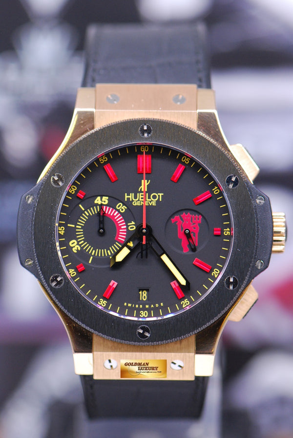 [SOLD] HUBLOT BIG BANG 18K ROSE GOLD CERAMIC BEZEL 44mm CHRONOGRAPH “MANCHESTER UNITED – RED DEVIL” 318.PM.1190.LR (MINT)