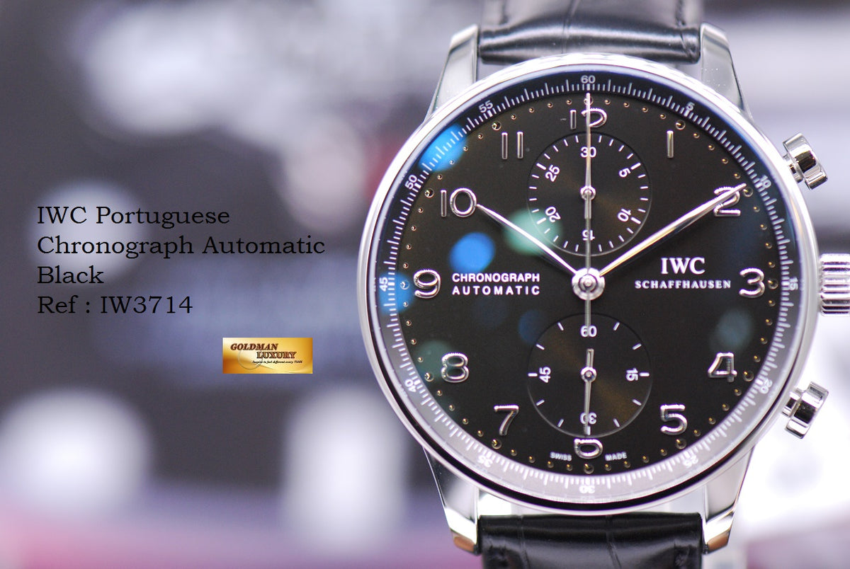 [SOLD] IWC PORTUGUESE CHRONOGRAPH IW3714 BLACK AUTOMATIC Ref : IW3714 (NEW- UNWORN)