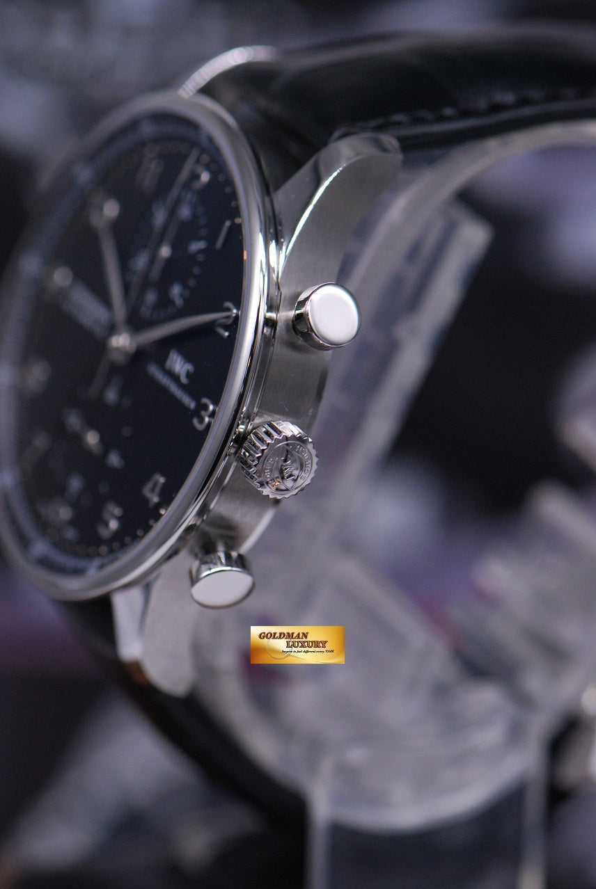 [SOLD] IWC PORTUGUESE CHRONOGRAPH IW3714 BLACK AUTOMATIC Ref : IW3714 (NEW- UNWORN)
