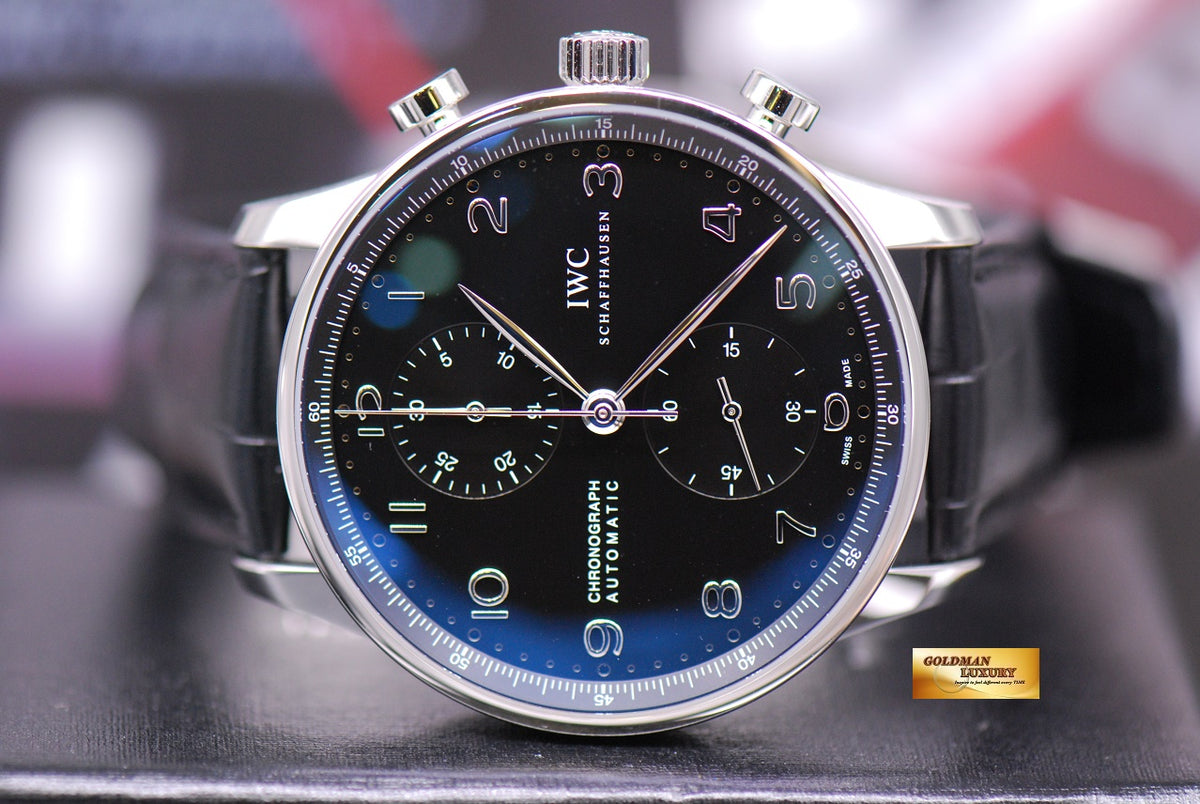 [SOLD] IWC PORTUGUESE CHRONOGRAPH IW3714 BLACK AUTOMATIC Ref : IW3714 (NEW- UNWORN)