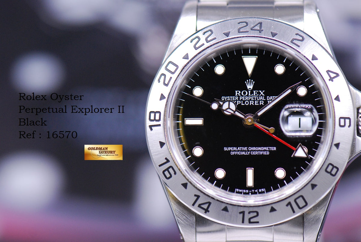 [SOLD] ROLEX OYSTER PERPETUAL EXPLORER II REF 16570 BLACK (MINT)