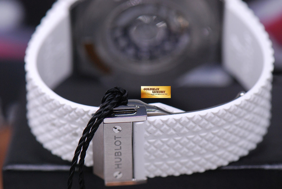 [SOLD] HUBLOT BIG BANG LADIES CHRONOGRAPH 38MM WHITE CERAMIC BEZEL (NEW-UNWORN)