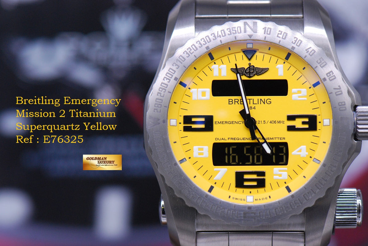 SOLD BREITLING EMERGENCY MISSION II TITANIUM E76325 SUPERQUARTZ YELL Goldman Luxury