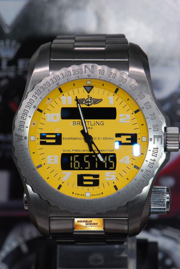 [SOLD] BREITLING EMERGENCY MISSION II TITANIUM  E76325 SUPERQUARTZ YELLOW (LNIB)