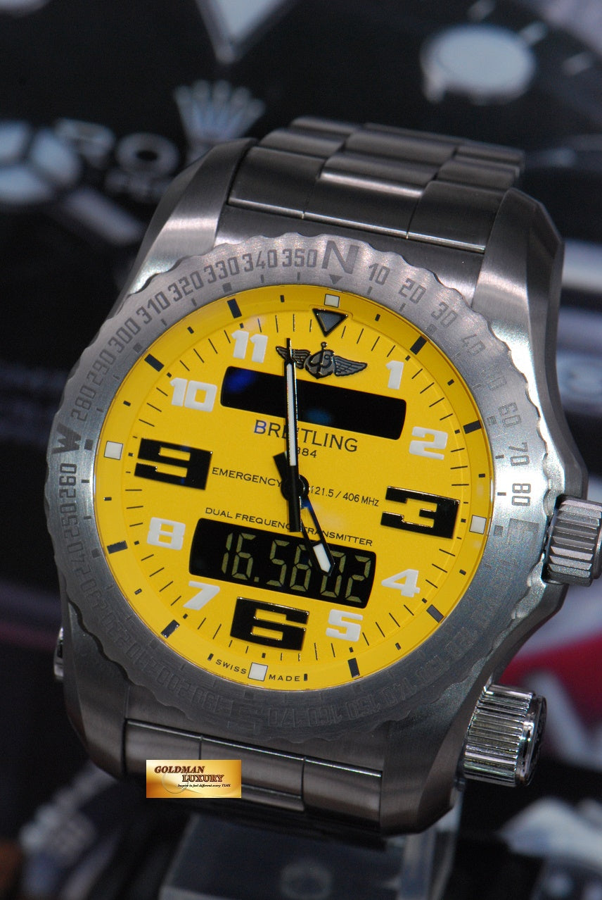 [SOLD] BREITLING EMERGENCY MISSION II TITANIUM  E76325 SUPERQUARTZ YELLOW (LNIB)