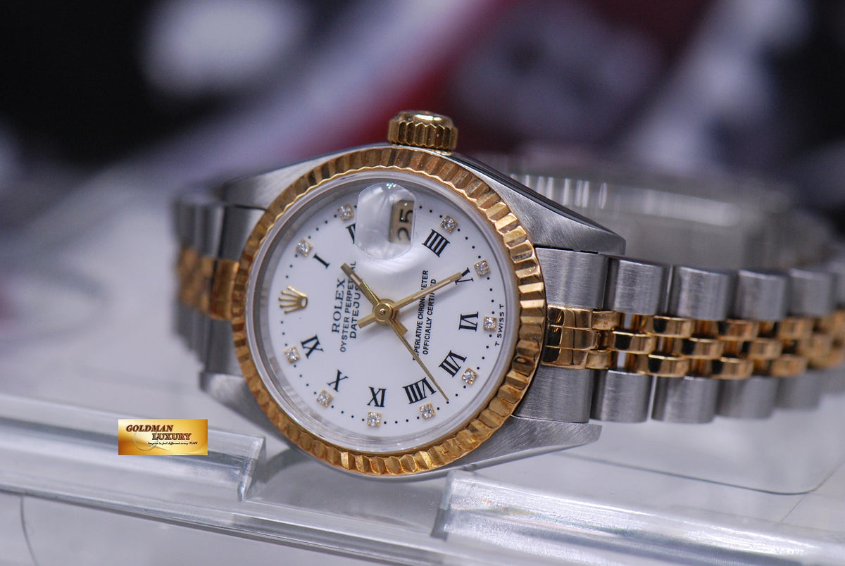 [SOLD] ROLEX OYSTER PERPETUAL DATEJUST 26mm HALF-GOLD DIAMOND WHITE 69173 (MINT)