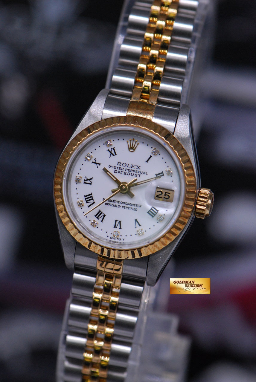 [SOLD] ROLEX OYSTER PERPETUAL DATEJUST 26mm HALF-GOLD DIAMOND WHITE 69173 (MINT)