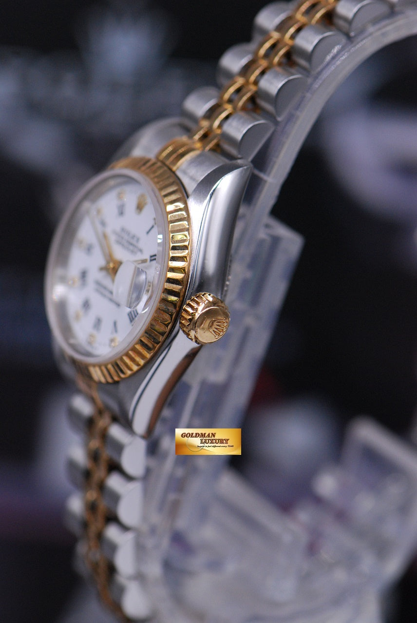 [SOLD] ROLEX OYSTER PERPETUAL DATEJUST 26mm HALF-GOLD DIAMOND WHITE 69173 (MINT)
