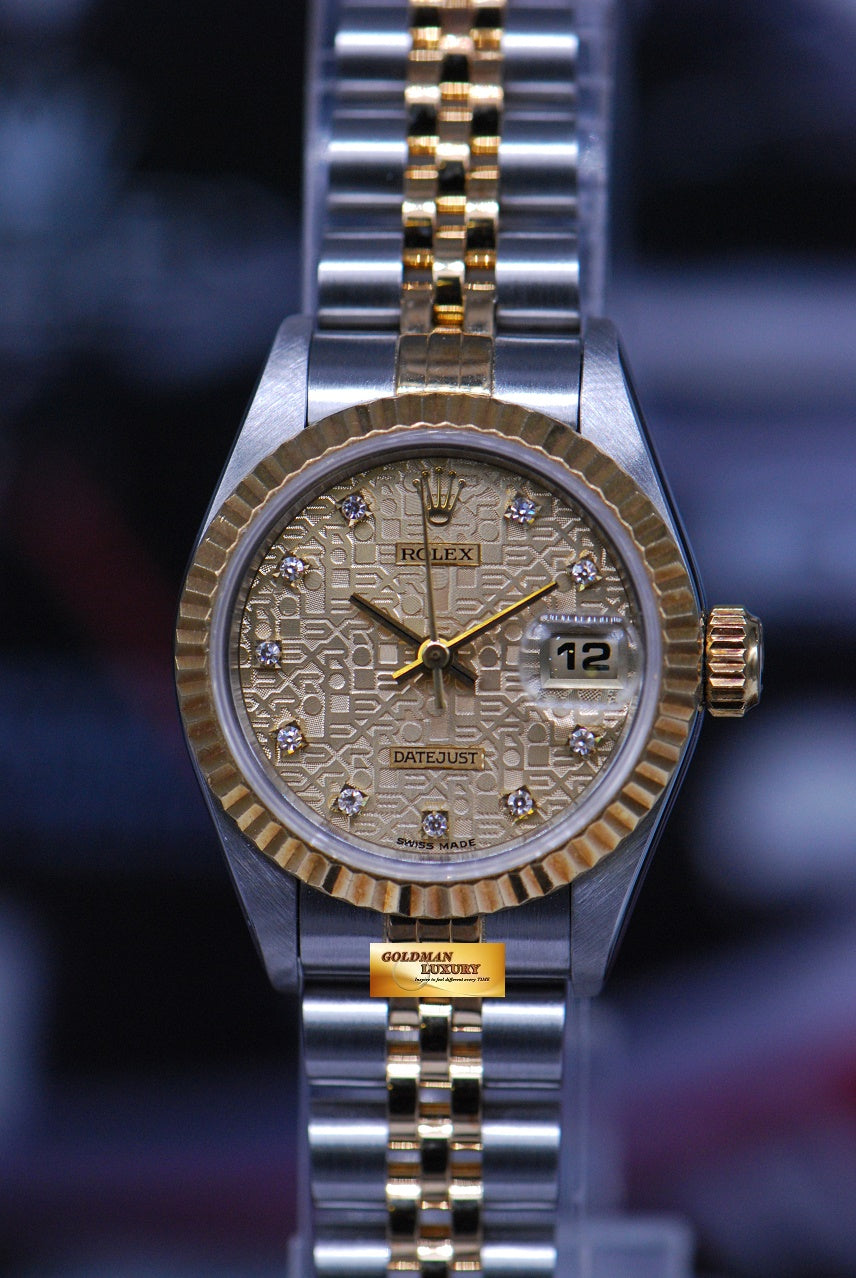 [SOLD] ROLEX OYSTER PERPETUAL DATEJUST 26mm HALF-GOLD DIAMOND GOLD COMPUTER 69173 (MINT)