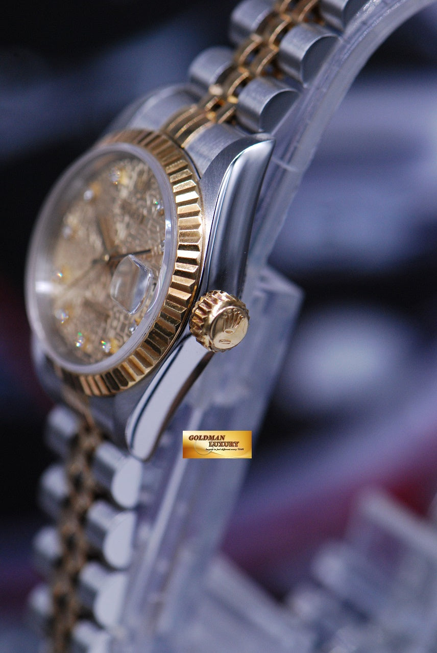 [SOLD] ROLEX OYSTER PERPETUAL DATEJUST 26mm HALF-GOLD DIAMOND GOLD COMPUTER 69173 (MINT)