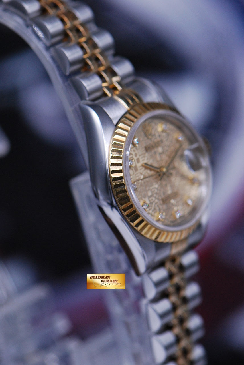 [SOLD] ROLEX OYSTER PERPETUAL DATEJUST 26mm HALF-GOLD DIAMOND GOLD COMPUTER 69173 (MINT)
