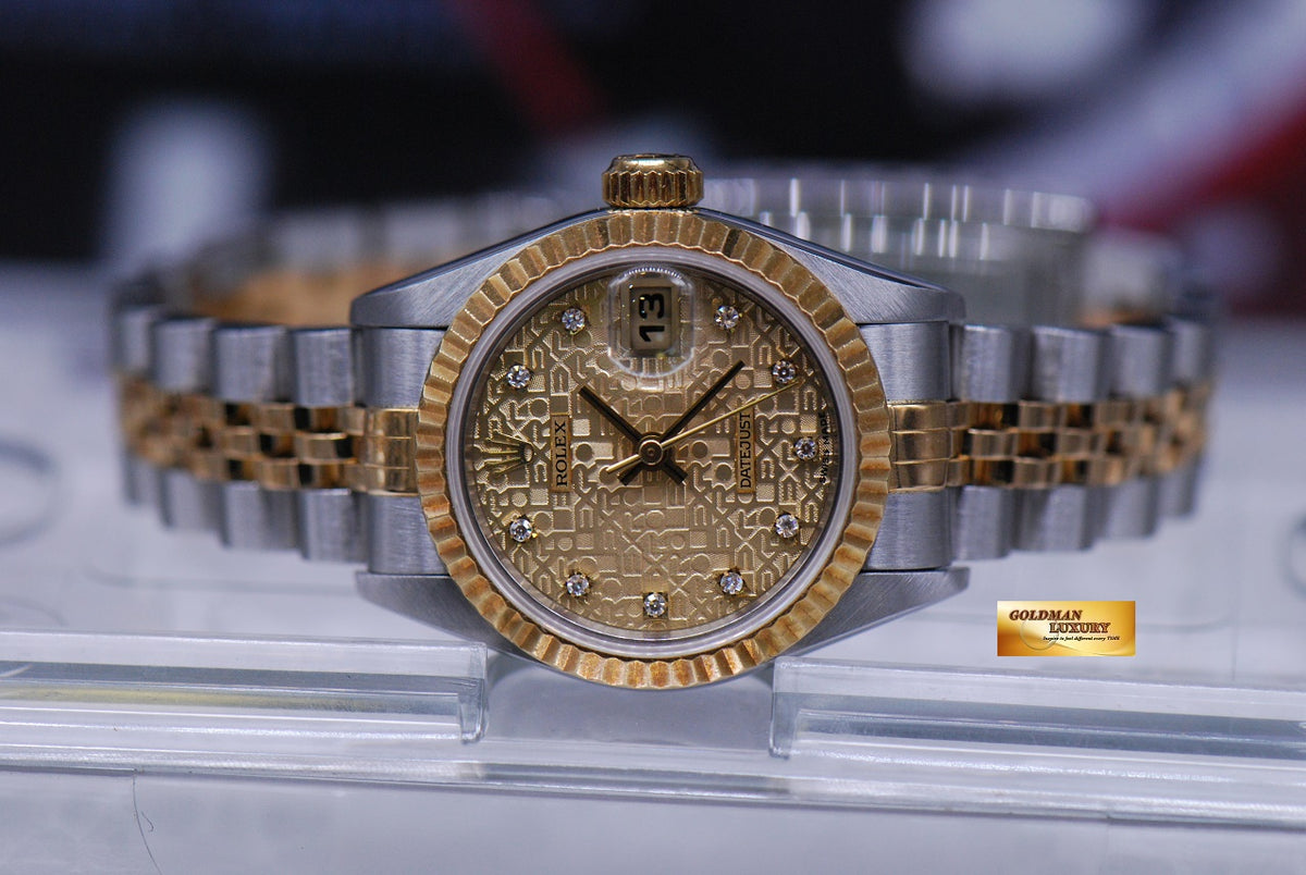 [SOLD] ROLEX OYSTER PERPETUAL DATEJUST 26mm HALF-GOLD DIAMOND GOLD COMPUTER 69173 (MINT)