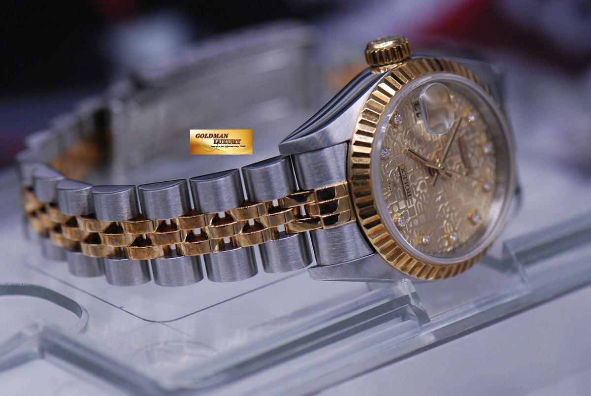 [SOLD] ROLEX OYSTER PERPETUAL DATEJUST 26mm HALF-GOLD DIAMOND GOLD COMPUTER 69173 (MINT)