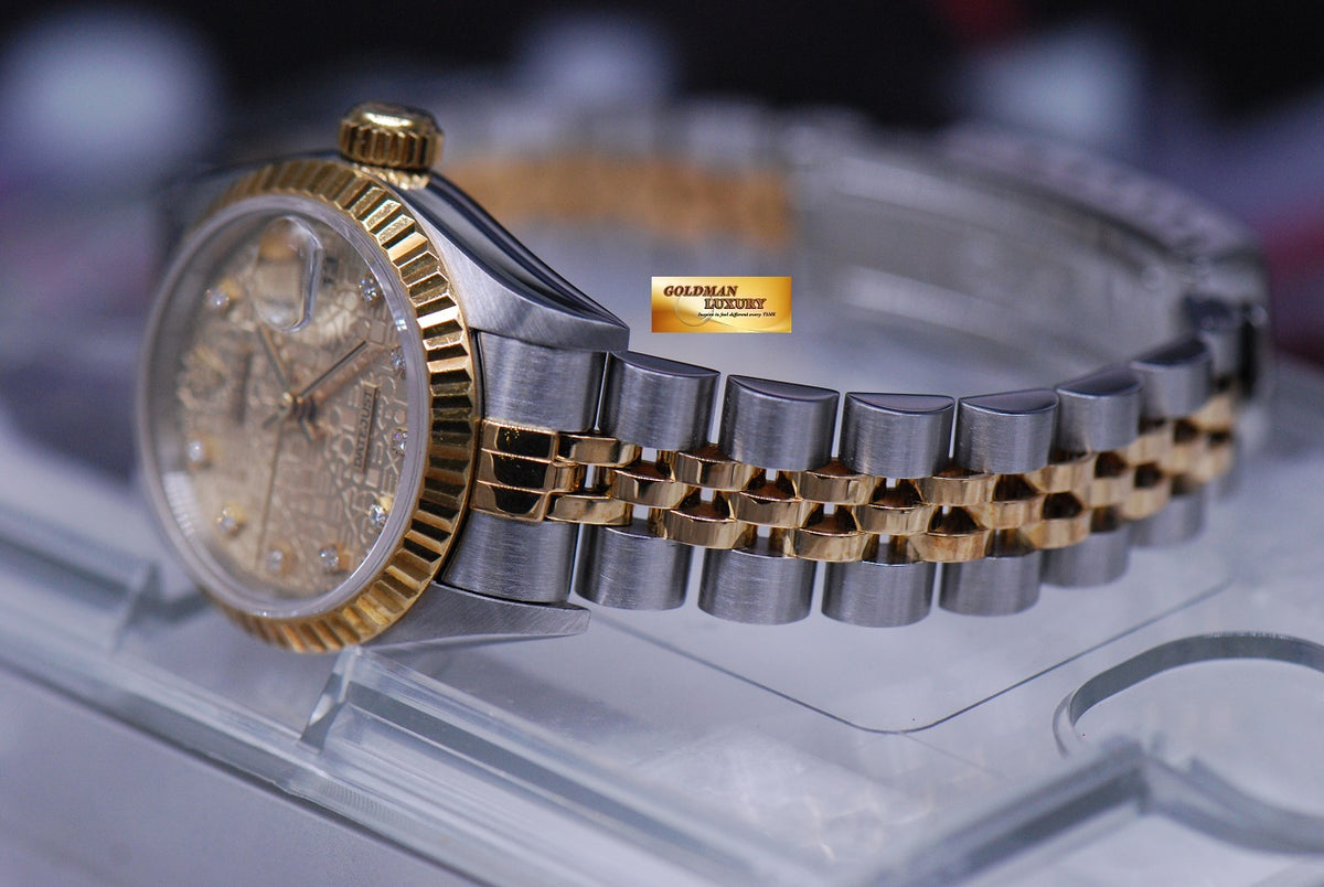 [SOLD] ROLEX OYSTER PERPETUAL DATEJUST 26mm HALF-GOLD DIAMOND GOLD COMPUTER 69173 (MINT)