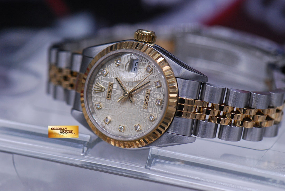 [SOLD] ROLEX OYSTER PERPETUAL DATEJUST 26mm HALF-GOLD DIAMOND SILVER COMPUTER 69173 (MINT)