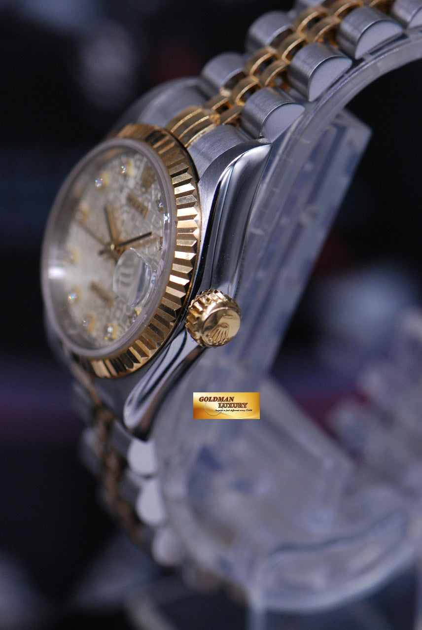 [SOLD] ROLEX OYSTER PERPETUAL DATEJUST 26mm HALF-GOLD DIAMOND SILVER COMPUTER 69173 (MINT)