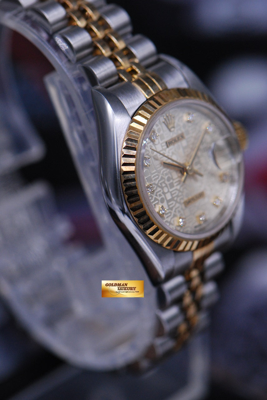 [SOLD] ROLEX OYSTER PERPETUAL DATEJUST 26mm HALF-GOLD DIAMOND SILVER COMPUTER 69173 (MINT)