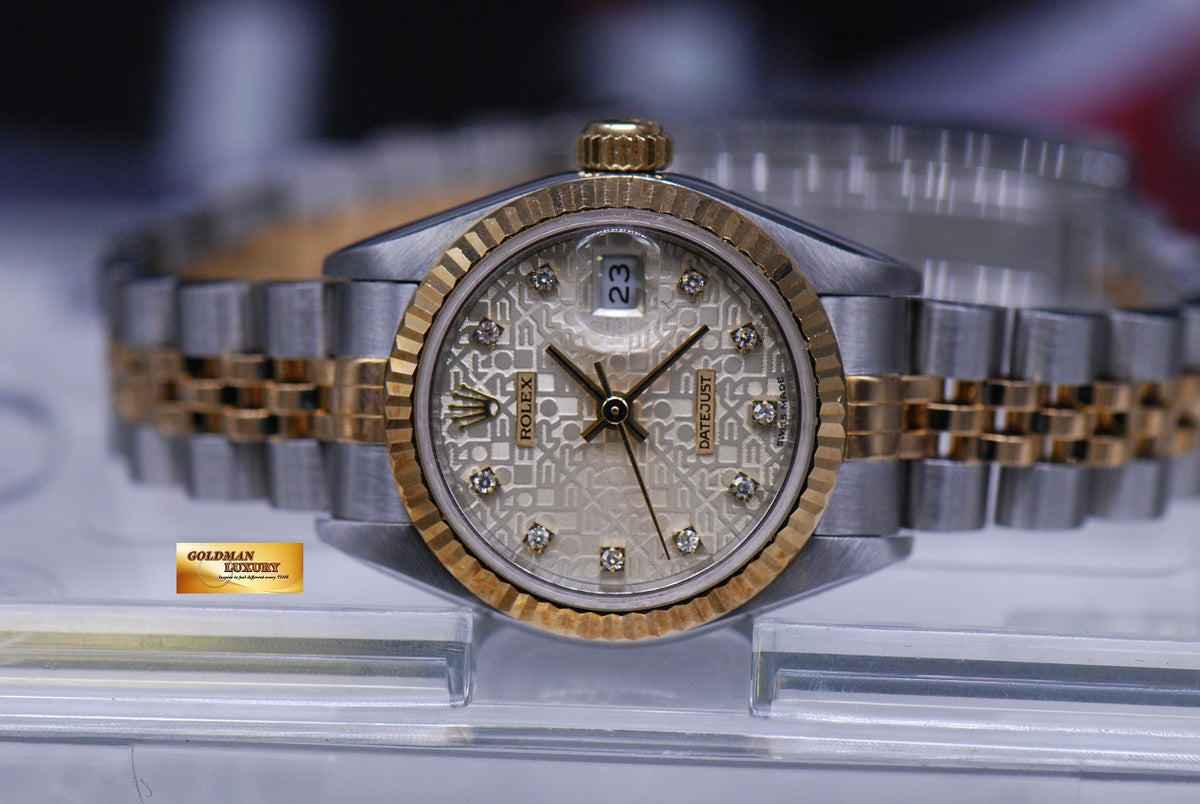 [SOLD] ROLEX OYSTER PERPETUAL DATEJUST 26mm HALF-GOLD DIAMOND SILVER COMPUTER 69173 (MINT)