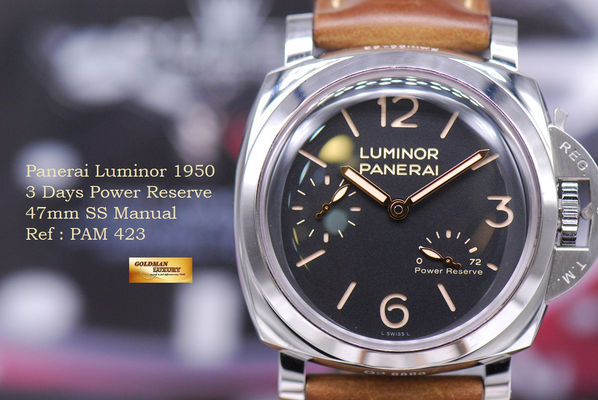 [SOLD] PANERAI LUMINOR 1950 POWER RESERVE 47mm MANUAL PAM 423 (NEAR MINT)