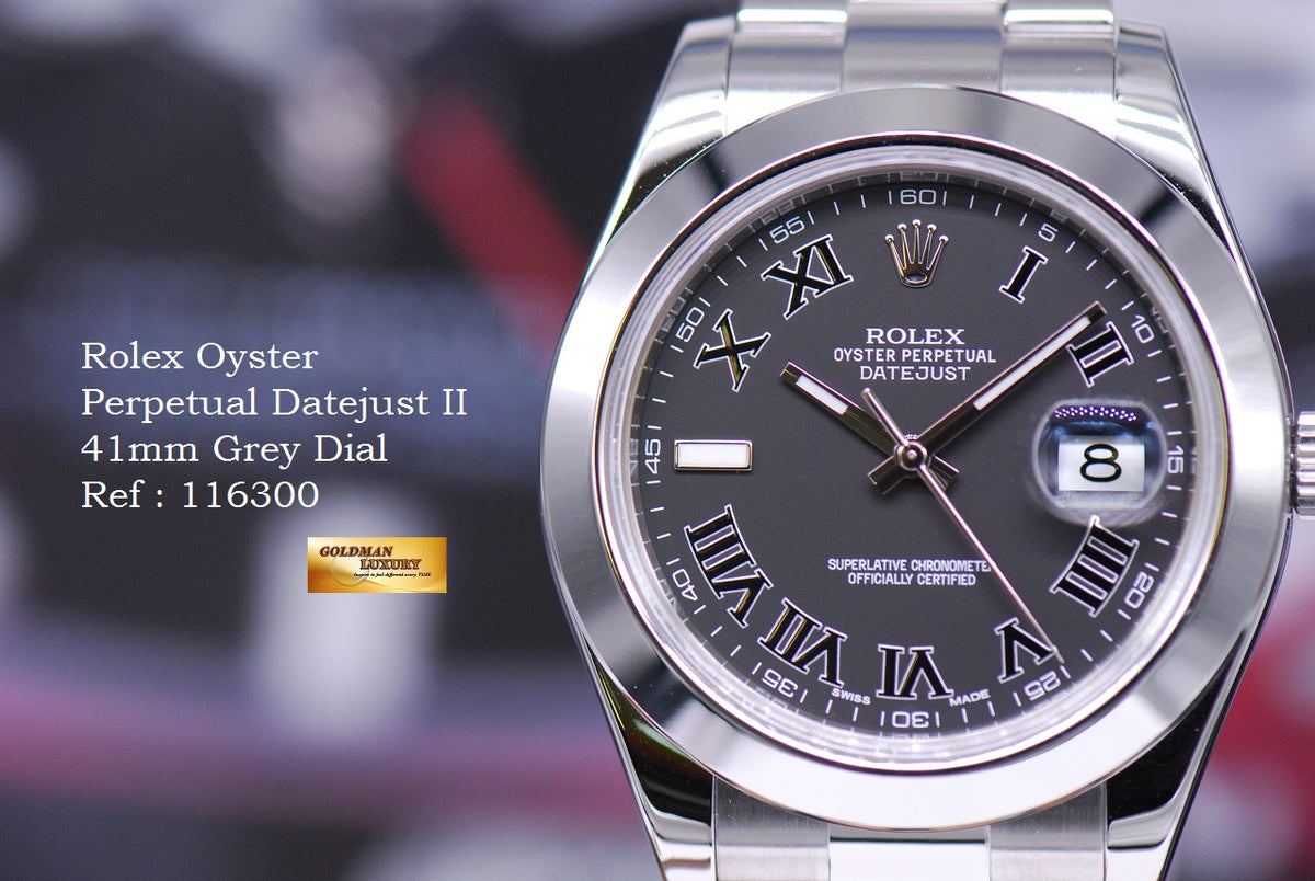 [SOLD] ROLEX OYSTER PERPETUAL DATEJUST II 41mm GREY DIAL 116300 (MINT)