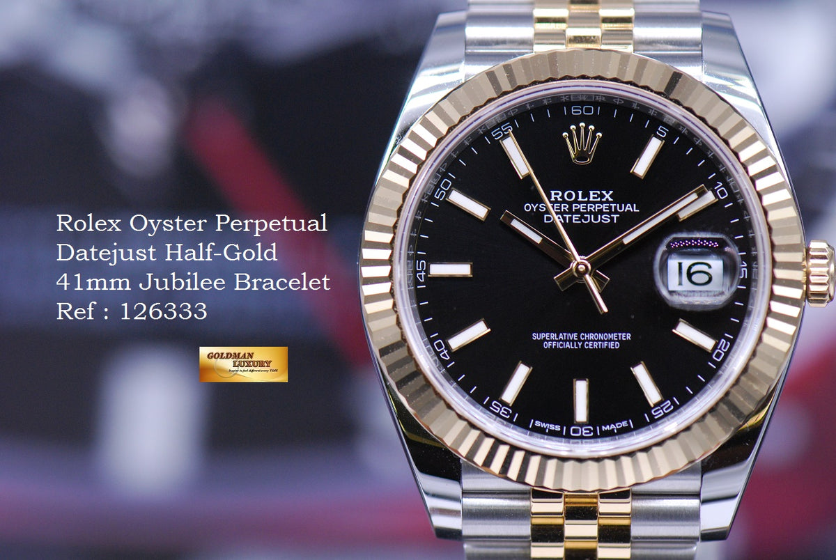 [SOLD] ROLEX OYSTER PERPETUAL DATEJUST 41 HALF-GOLD BLACK DIAL 126333 (LNIB)