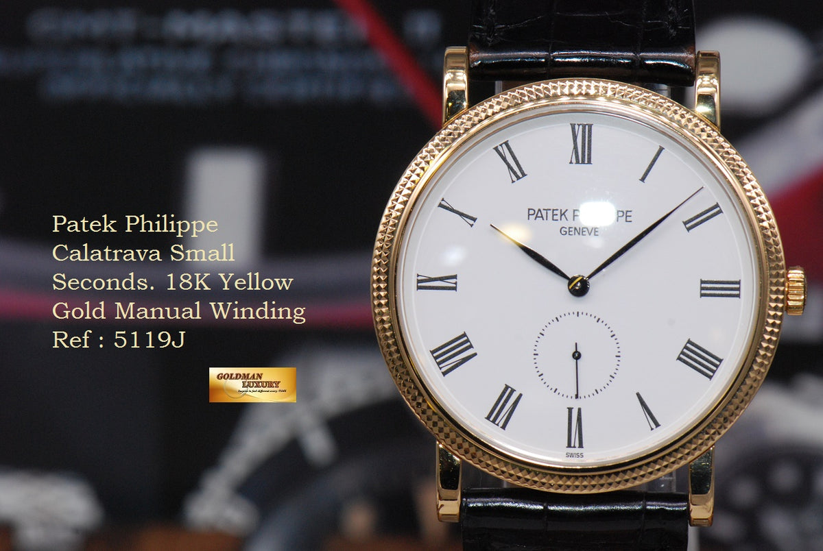 [SOLD] PATEK PHILIPPE CALATRAVA SMALL SECONDS. 18K YELLOW GOLD MANUAL WINDING 5119J (MINT)