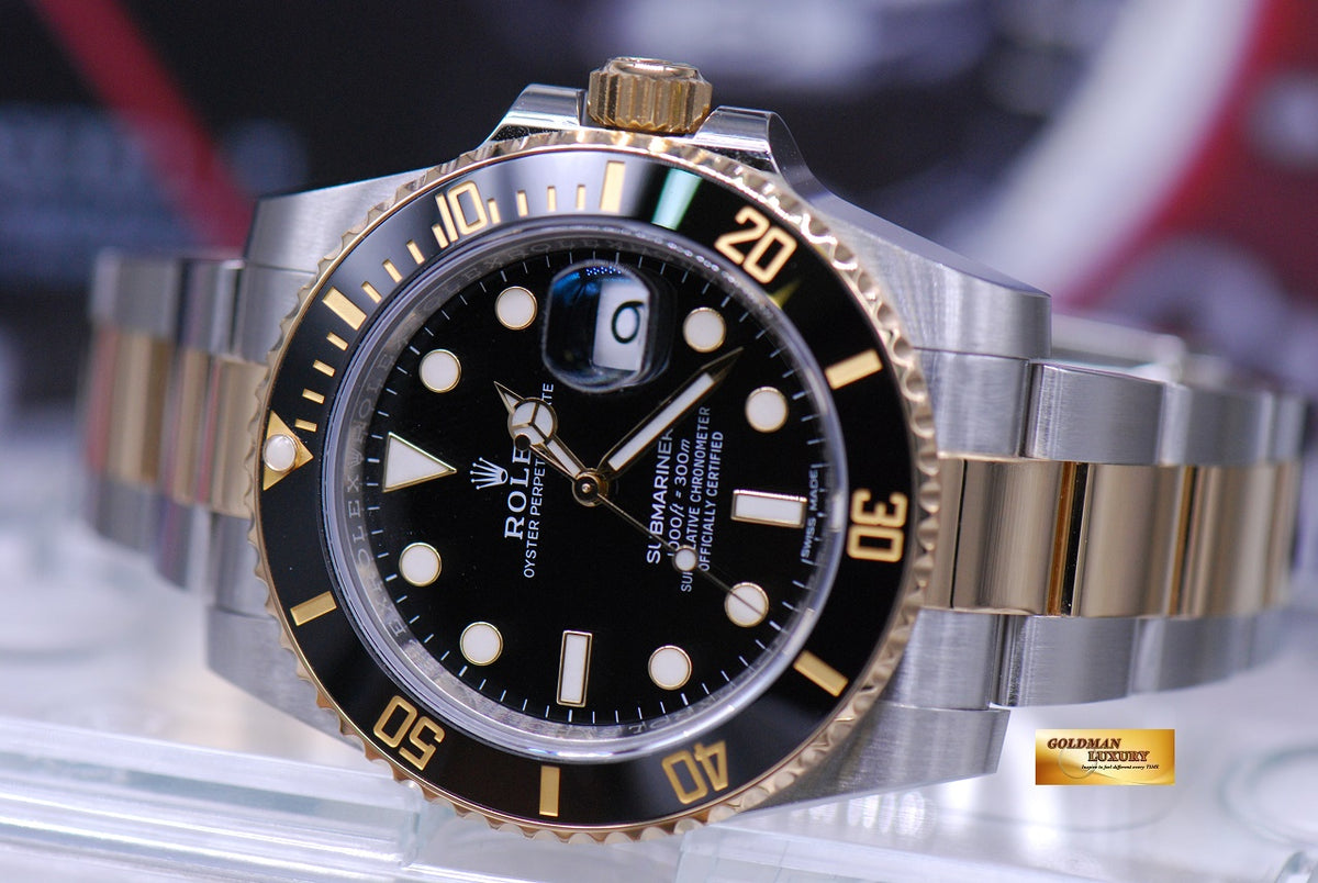 [SOLD] ROLEX OYSTER PERPETUAL SUBMARINER HALF-GOLD CERAMIC BEZEL 116613LN (MINT)