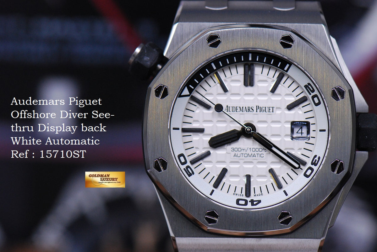 [SOLD] AUDEMARS PIGUET OFFSHORE DIVER SEE-THRU DISPLAY BACK WHITE AUTOMATIC 15710ST (LNIB)