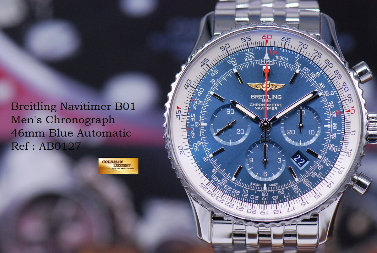 [SOLD] BREITLING NAVITIMER B01 46mm CHRONOGRAPH AUTOMATIC BLUE AB0127 (LNIB)