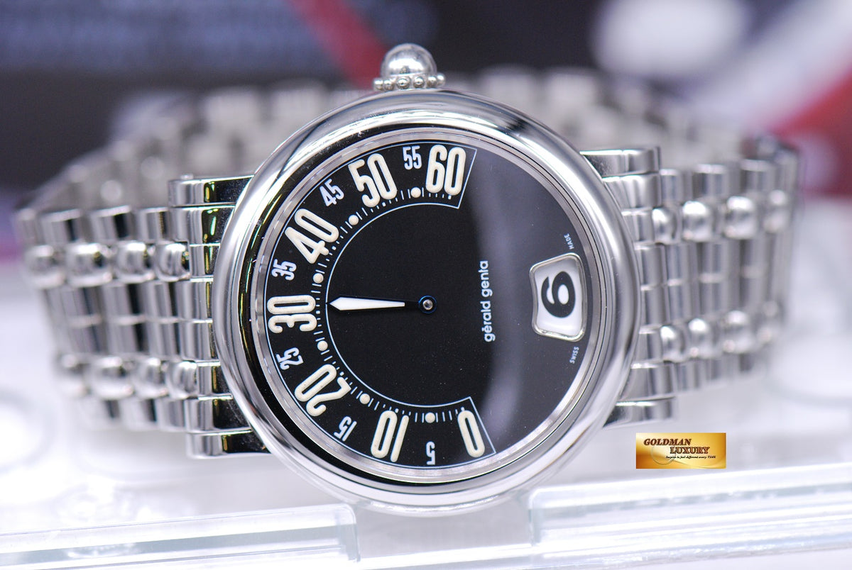 [SOLD] GERALD GENTA RETRO CLASSIC JUMPING HOUR 38mm AUTOMATIC BLACK (MINT)