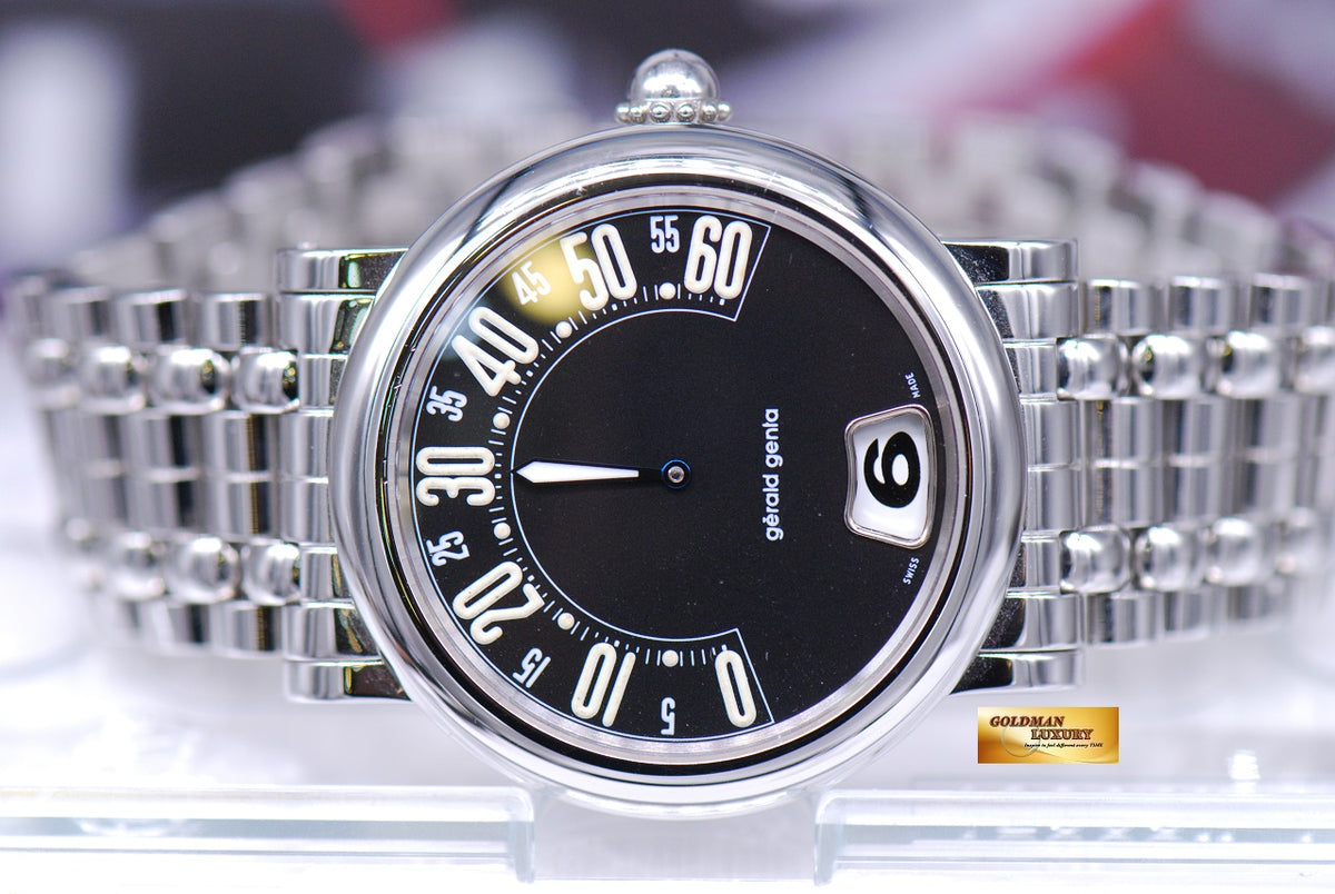 [SOLD] GERALD GENTA RETRO CLASSIC JUMPING HOUR 38mm AUTOMATIC BLACK (MINT)