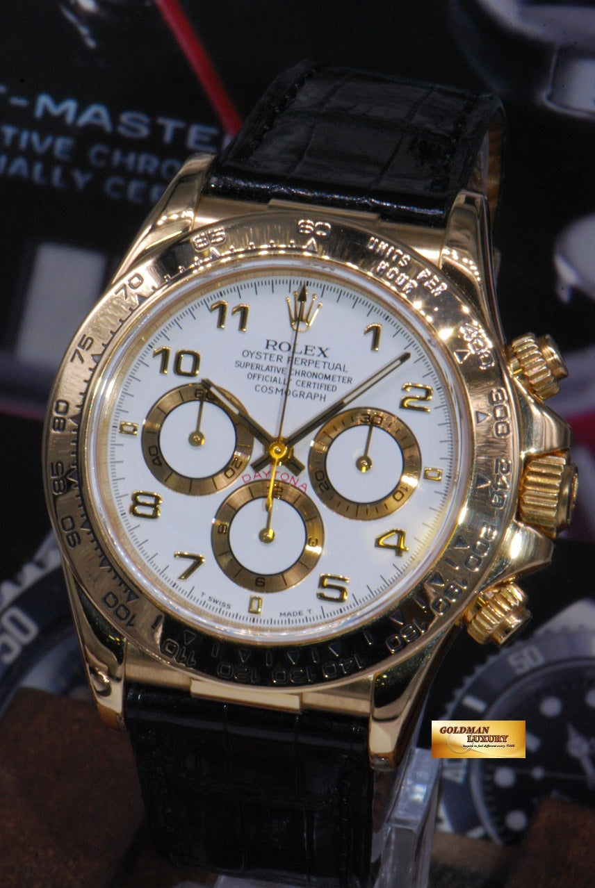 [SOLD] ROLEX OYSTER DAYTONA 18K YELLOW GOLD ZENITH MVT WHITE Ref : 16518 (MINT)
