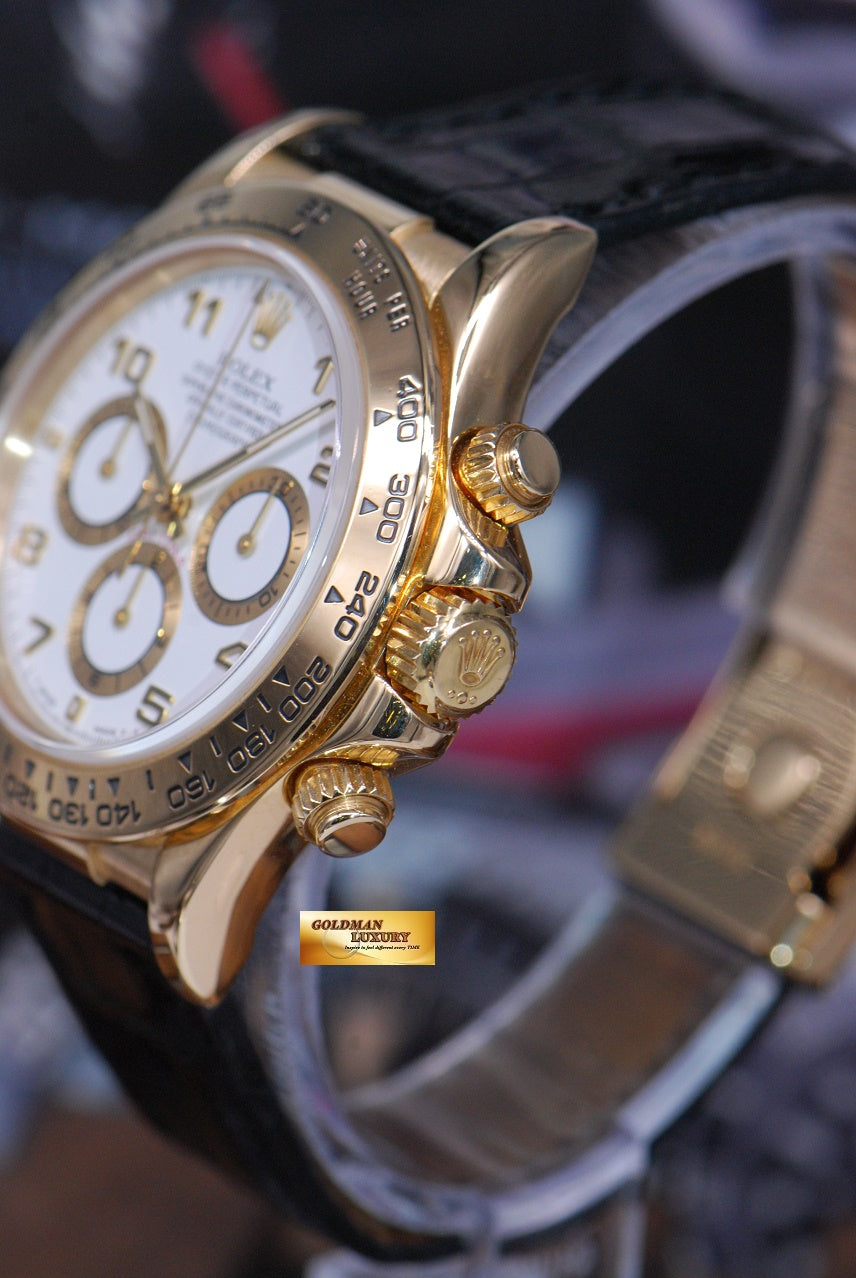 [SOLD] ROLEX OYSTER DAYTONA 18K YELLOW GOLD ZENITH MVT WHITE Ref : 16518 (MINT)