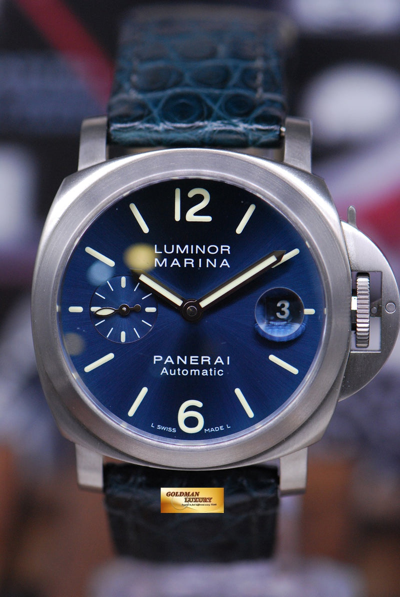 SOLD PANERAI LUMINOR MARINA 40mm TITANIUM AUTOMATIC BLUE Ref PAM 2 Goldman Luxury
