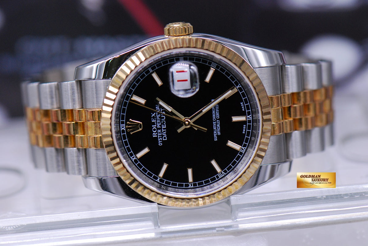 [SOLD] ROLEX OYSTER PERPETUAL HALF-GOLD DATEJUST BLACK 116233 (MINT)