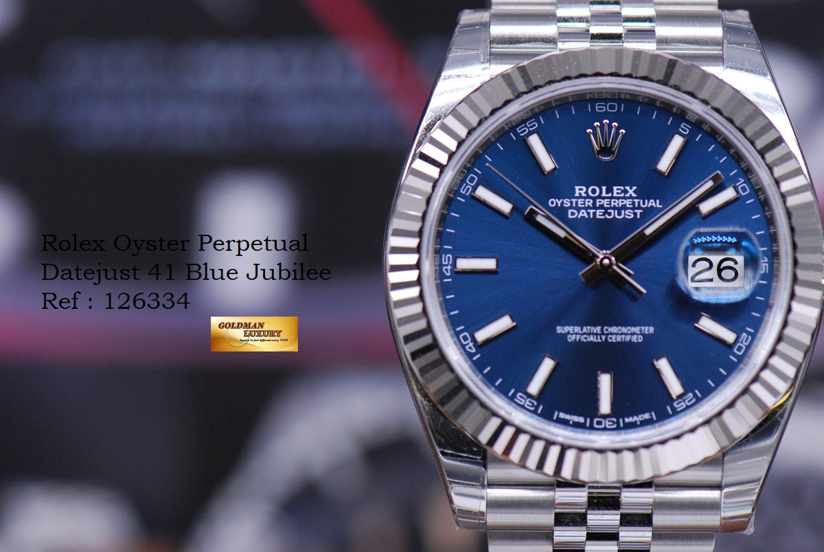 [SOLD] ROLEX OYSTER PERPETUAL DATEJUST 41 SS BLUE DIAL JUBILEE BRACELET 126334 (NEW-UNWORN)