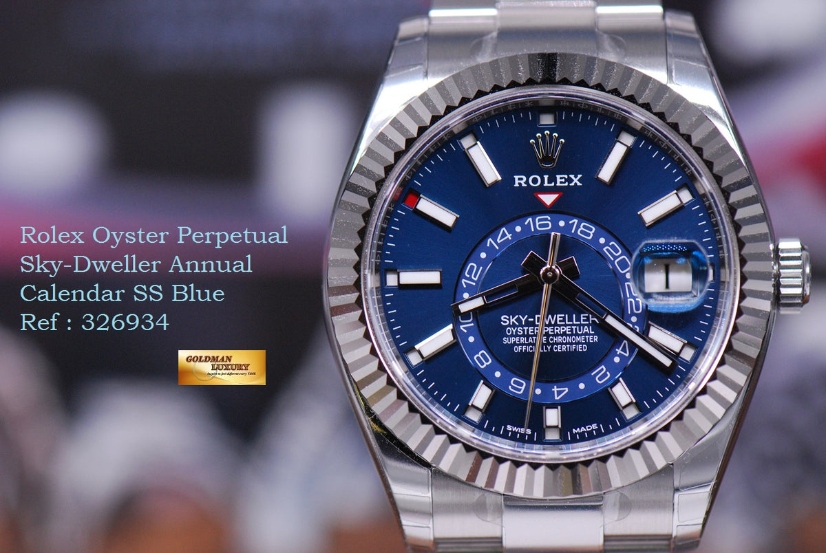 [SOLD] ROLEX OYSTER PERPETUAL SKY-DWELLER ANNUAL CALENDAR SS BLUE Ref : 326934 (NEW-UNWORN)