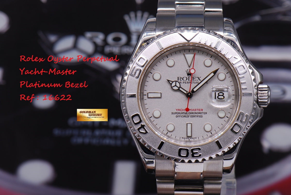 [SOLD] ROLEX OYSTER PERPETUAL YACHT MASTER Ref 16622 PLATINUM BEZEL (MINT)